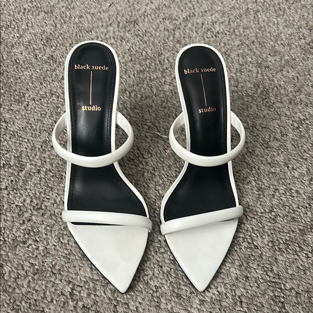Black Suede Studio 2 strap white sandals 37